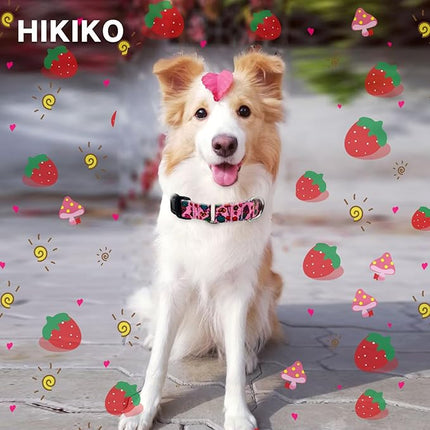 Hikiko Valentine's Day Dog Collar for XSmall Puppy Dogs with Adjustable Heart Martingale Collars Quick Release Buckle (Pink Love,X-Small)