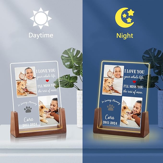 Customized Dog Memorial Gifts for Loss of Dog, Dog Memorial Gifts, Dog Memorial Gifts, Dog Loss Sympathy Gift, Pet Memorial Gifts, Pet Memorial Acrylic Light, Cat Memorial Gifts, Gifts for Pet Lovers