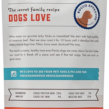 Rocco & Roxie Jerky Dog Treats - Slow Roasted Beef Sticks for All Breed Sizes - 170g Bag