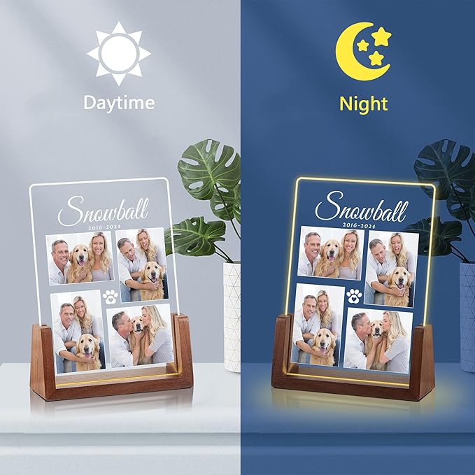 Customized Dog Memorial Gifts, Pet Memorial Gifts for Dogs, Loss of a Dog Sympathy Gift, Dog Memorial Gifts for Loss of Dog, Pet Memorial Gifts Cat, Dog Memorial Acrylic Night Light Plaque