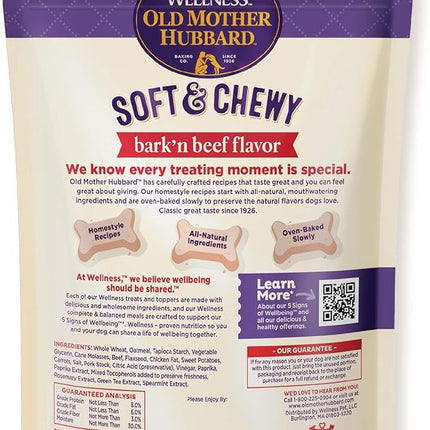 Old Mother Hubbard Wellness Soft & Chewy Bark'n Beef Dog Biscuits, Natural, Training Treats, Beef & Sweet Potato Flavor, Mini Size, (8 Ounce Bag) (Pack of 2)