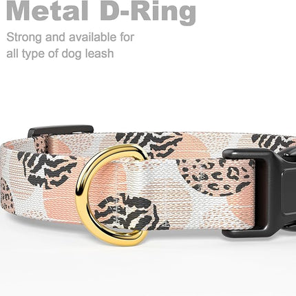 Rnivvi Dog Collar for Medium Dogs, Cute Heavy Duty Adjustable Puppy Collar with Quick Release Buckle for Boy Girl & Female, Pet Accessories for Walking Running, M Length 1" Width, Modern Abstract Art