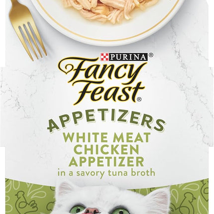 Purina Fancy Feast Appetizers Grain Free Wet Cat Food Complement White Meat Chicken Appetizer in a Savory Tuna Broth Cat Food Topper - (Pack of 10) 1.1 oz. Trays