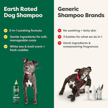 Earth Rated Hypoallergenic 3-in-1 Soothe Dog & Puppy Shampoo & Conditioner, Deodorize 98.5% Natural, 16 oz