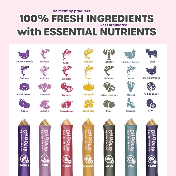 Squeeze Vita Stick Lickable Cat and Dog Treats – 7-Count Variety Pack with Multivitamins, Soft Squeezable Paste for All Life Stages, Supporting Overall Health