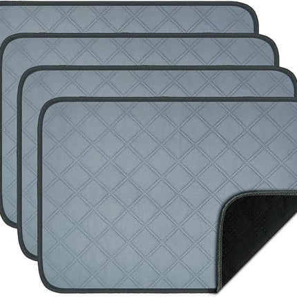 RIOUSSI Washable Pee Pads for Dogs, Reusable, Absorbent, Leakproof, Non Slip Pet Puppy Pads for Potty Training. Light Gray, 18x24 Inch(4pack)