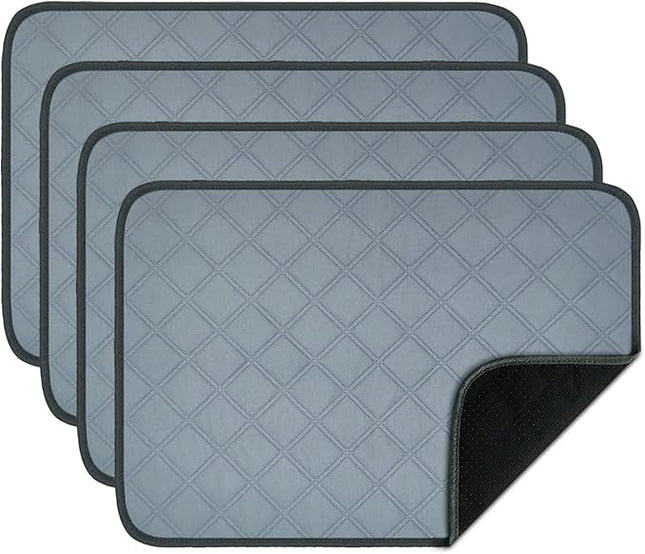 RIOUSSI Washable Pee Pads for Dogs, Reusable, Absorbent, Leakproof, Non Slip Pet Puppy Pads for Potty Training. Light Gray, 18x24 Inch(4pack)