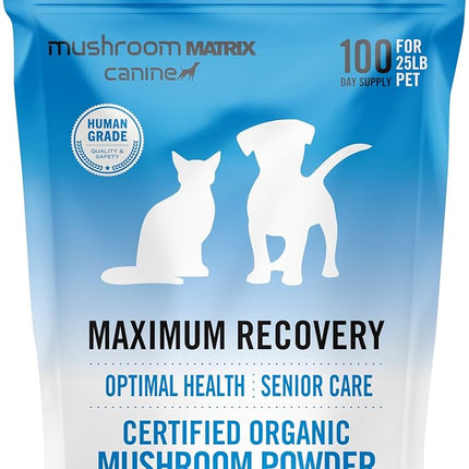 Om Mushroom Matrix Pet - Canine | Maximum Recovery | USA Grown Human-Grade Organic Mushroom Powder Pet Supplement | Optimal Health & Senior Care for Dogs & Cats | 100 Grams, 3.5 oz