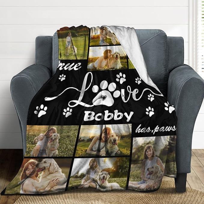 Artsadd Custom Dog Memorial Gifts for Loss of Pet Cat, Personalized Dog Blankets with Photos, Pet Memorial Throw Blanket Gifts, Pet Loss Gifts, in Loving Memory Blanket for Pet Cat Lovers