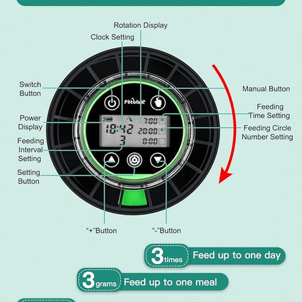 Automatic Fish Feeder for Aquarium - Moisture-Proof and Precision Feeding Betta Vacation Feeder, USB Rechargeable Auto Fish Food Dispenser with Timer,LCD Display