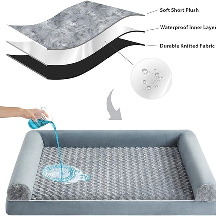 BFPETHOME Dog Beds for Large Dogs, Orthopedic Dog Bed for Medium Large Dogs,Big Waterproof Couch Pet Bed with Removable Washable Cover