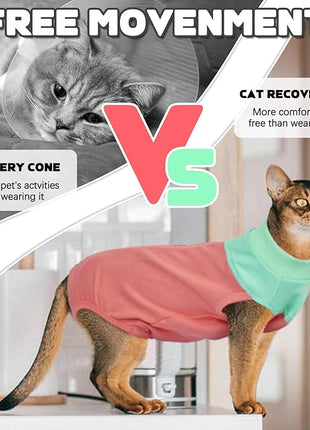 Cat Recovery Suit Female, Breathable Onesie After Surgery Female for Abdominal Wounds or Skin Diseases, Anti-Licking Full Body Cat Surgery Recovery Suit, E-Collar Alternative Wear