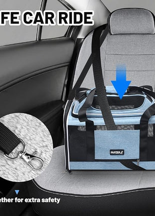 Cat Carrier Top-Expandable 18x11x11, United Delta American Airline Approved Dog Carrier, Soft Pet Carry-On Bag Underseat in Cabin, Puppy Air Travel Crate Kitten TSA Plane Carrying Case Blue