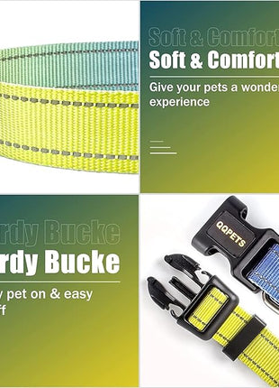 Roses&Poetry Small Dog Collar with Gradient Amber, Yellow Reflective Dog Collar Adjustable Small Pet Collars for Small Medium Large Dogs (Amber-S)