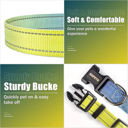 Roses&Poetry Reflective Dog Collar and Leash Set with Gradient Amber, Adjustable Durable Puppy Collars Leashes for Extra Small Dogs (Amber-XS)