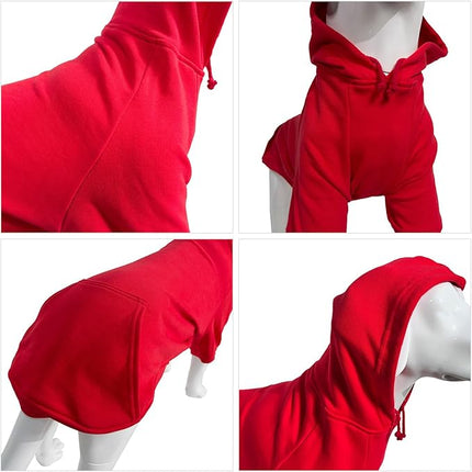Lovelonglong Blank Basic Hoodie Sweatshirt for Dogs 100% Cotton Fits Small Medium Dachshund Large Dog Red XXL