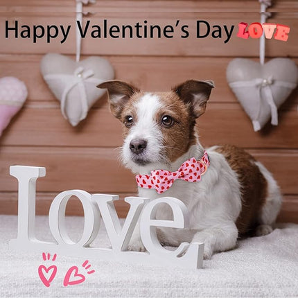 ARING PET Valentine's Day Dog Collar with Bow, Cute Adjustable Pink Heart Bowtie Pet Collars with Metal Buckle for Puppy Small Medium Large Boy Girl Dogs-XS