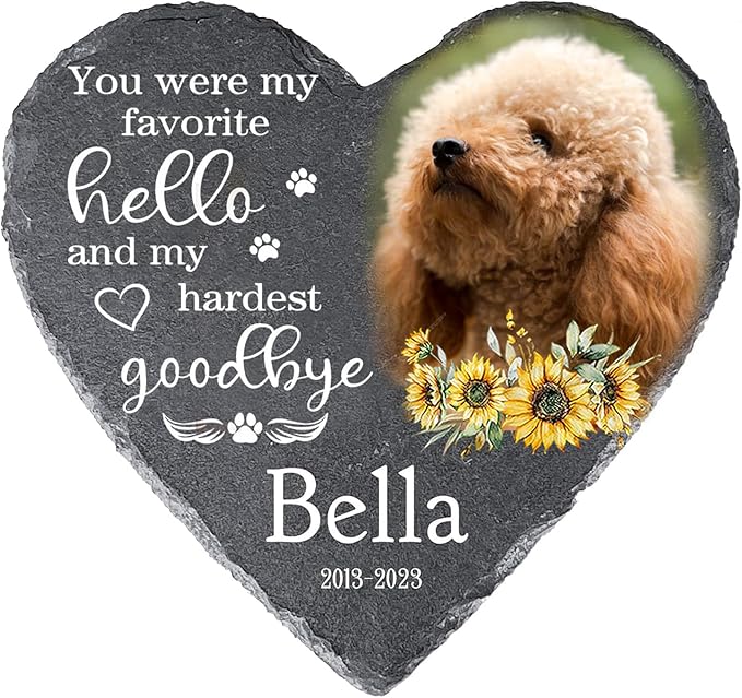 Gabita Custom photo Dog Memorial Stone, Pet Memorial Gifts for Loss of Dogs, Personalized Gift Dog Memorial Stone Garden Sign