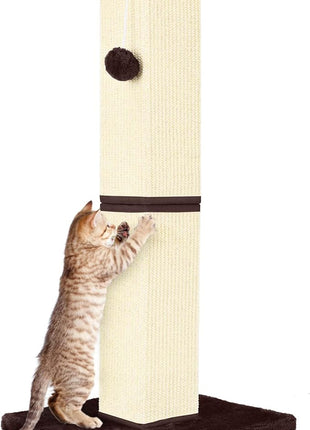 Cat Scratching Post 32 Inch for Indoor Large Cats and Kitten, Nature Sisal Tall Cat Scratch Post, Sisal Cat Scratcher Improve Cat's Scratching Habits and Protect Your Furniture, Beige