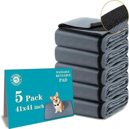 Washable Pee Pads for Dogs 41" x 41", 5 Pack, Reusable Puppy Pads, Dog Training Pads with Quick Dry, Large Anti-Slip Whelping Pad for Pet, Playpen, Incontinence, Housebreaking
