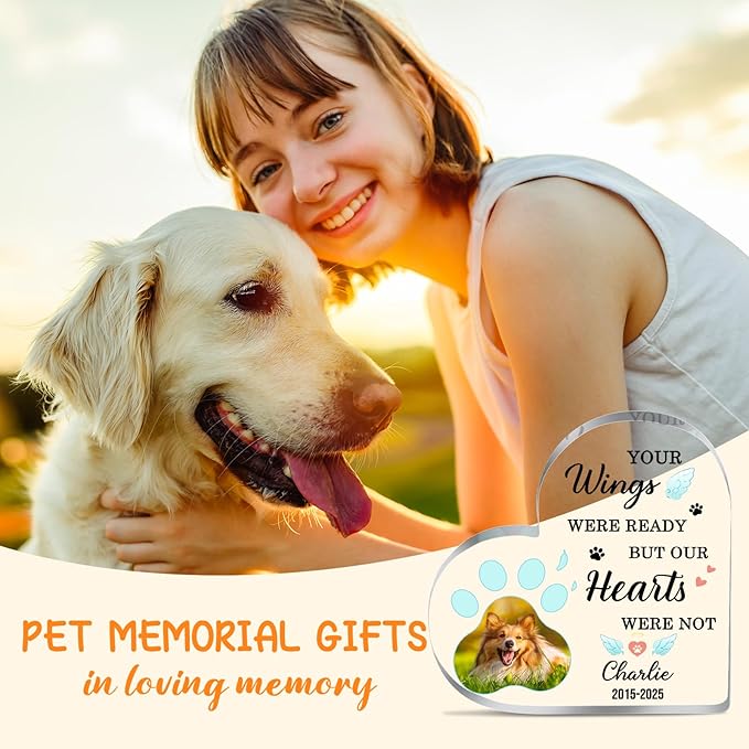 Dog Memorial Gifts for Loss of Dog Cat Custom Pet Memorial Plaque with Photo Name Dog Passing Away Gifts Pet Loss Sympathy Gift Dogs Bereavement Gifts Personalized Gift for Someone Who Lost a Dog