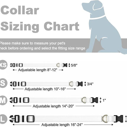 Rnivvi Dog Collar for Small Dogs, Classic Heavy Duty Adjustable Puppy Collar with Quick Release Buckle for Boy Girl & Female,Pet Accessories for Walking Running Training, S Length 3/4" Width, White