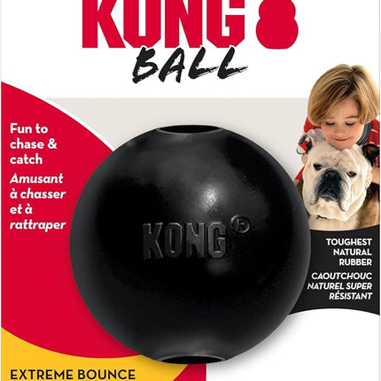KONG Extreme Ball with Hole - Fetch Toy - Durable Dog Toy for Training, Interactive Playtime & More - Natural Extreme Rubber Ball - Black - for Large Dogs