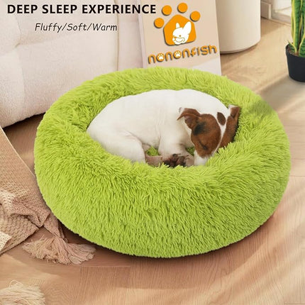 Calming Dog Bed - 23 Inch Dark Gray Donut Bed for Small & Medium Dogs, Anti-Anxiety, Washable, Fits up to 15 lbs