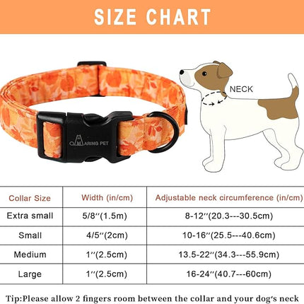 ARING PET Fall Dog Collar-Cute Orange Leaves Dog Collar for Small Dogs, Cotton Lightweight Dog Collars with Quick Release Buckle for Small Medium Large Dogs