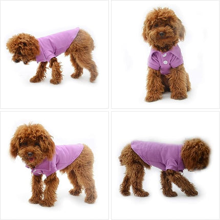 lovelonglong Basic Dog Polo Shirts Premium Cotton, Polo T-Shirts for Large Medium Small Dogs with a Two-Button Collar Blank Color Violet M