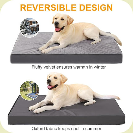 KSIIA Orthopedic Dog Crate Bed - Waterproof, Extra Large, Deluxe Plush, Washable with Egg Crate Foam & Removable Cover, 47 x 29 Inch, Dark Gray