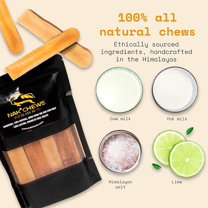 Himalayan Yak Cheese Dog Chews - Natural Healthy & Safe Treat for Small Dogs - Long Lasting Dental Chew Rich in Protein & Calcium - Gluten-Free Lactose-Free - 12 Chews for Small Dogs