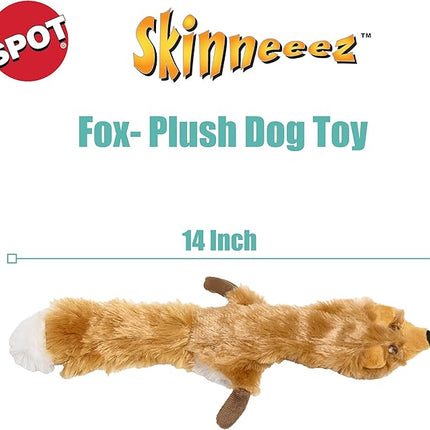 SPOT Skinneeez Fox – 14" Stuffing-Free Plush Squeaky Dog Toy for Small & Medium Dogs, Best for Light to Moderate Chewers, Mess-Free Play