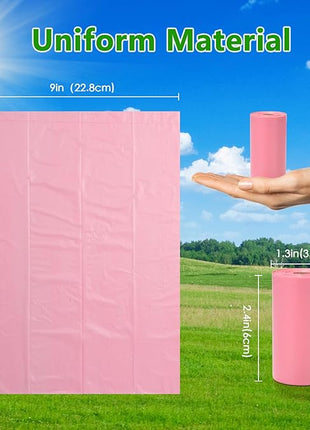 Biodegradable Pink Dog Poo Bags Lavender scent with Dispenser - 300 Large Poop Bags, Extra Thicken Strong Corn Starch Blended Compostable Leak Proof Poop Waste Bag for Dogs