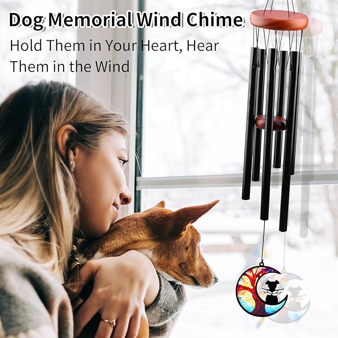 Pet Memorial Wind Chime – Dog Memorial Gifts for Loss of Dog, Loss of Pet Sympathy Gift, Pet Remembrance Bereavement Gift (Paw)