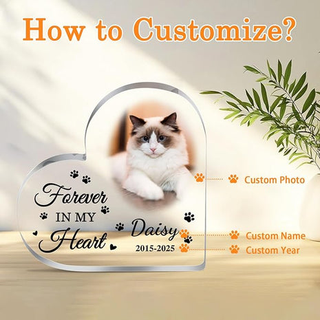 Cat Memorial Gifts for Loss of Cat Custom Pet Memorial Acrylic Plaque Pet Loss Gifts Pet Memorial Gifts for Dogs Cats Dog Remembrance Bereavement Gift Dog Death Sympathy Gift in Memory of Dog Keepsake