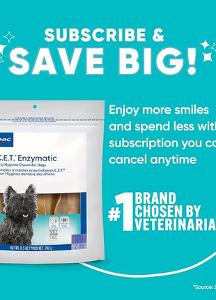 C.E.T. Enzymatic Oral Hygiene Chews for Dogs - Plaque & Tartar Control - Single Layer Beefhide with Exclusive Dual-Enzyme System & Tasty Chicken Flavor - Easy to Give Dog Dental Chew