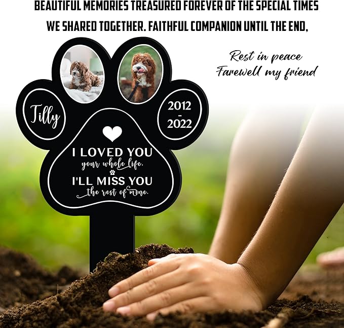 Customized Dog Grave Markers Outdoor Pet Memorial Cross Pet Grave Markers Personalized Pet Crosses For Graves Garden Decor to Remember Your Dogs Custom Stake Grief Funeral In Loving Memory