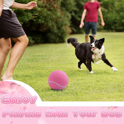 Big Tennis Ball for Dogs, Giant Dog Tennis Ball Toy Large Outdoor Sports Gift for Small Medium Large Dog (Pink, 9.5 inch)