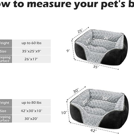 INVENHO X-Large Dog Bed Rectangle Washable Orthopedic Soft Calming Sleeping Durable Pet Cuddler with Anti-Slip Bottom