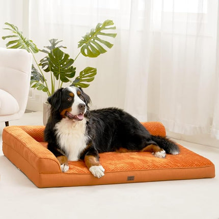 EHEYCIGA Memory Foam Dog Bed XLarge Sized Dogs, Extra Large Dog Bed Orthopedic with Washable Removable Cover, Waterproof XL Pet Bed Couch for Crate, 41x27x6.5 Inches, Pumpkin