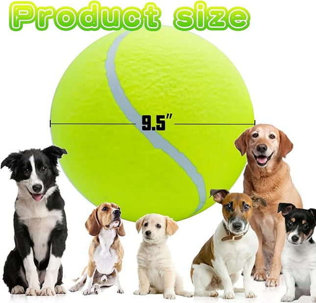 Large Dog Tennis Ball,9.5" Giant Doy Sport Ball Toy,Pet Birthday Gifts Interactive Dog Toys for Small Medium Large Dog