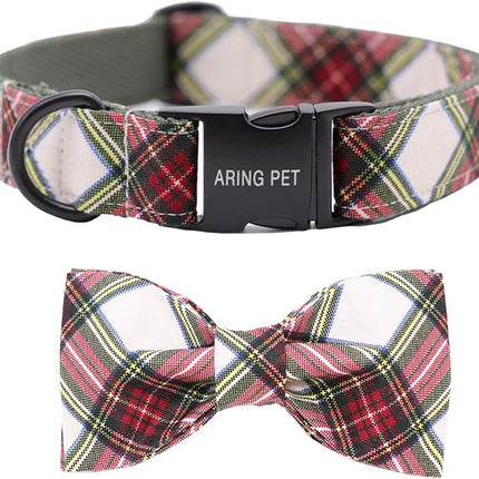 ARING PET Christmas Dog Collar Bowtie, Cute Red Green Xmas Holiday Pet Collars with Bow for Puppy Small Medium Large Boy Girl Dogs-L