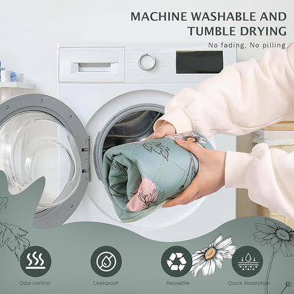 IEUUMLER Washable Pee Pads for Dogs, 2 Pack Non-Slip & Waterproof Pack Whelping Pad, Reusable Washable Puppy Potty Training Pad with Fast Absorbent for Playpen EU007 (Green Daisy, 36"X24"-2pcs)