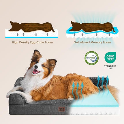 EHEYCIGA Memory Foam Dog Bed XXL, Giant Dog Bed Orthopedic with Washable Removable Cover, Waterproof Pet Bed Couch for Jumbo Dogs, 48x36x7 Inches, Dark Grey