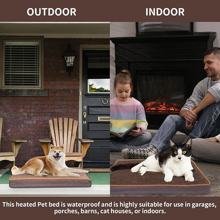 NAMOTEK Outdoor Heated Pet Bed for Cats Dog in Winter with Orthopedic Foam Base Auto Constant Temperature Electric Heating Pad & Waterproof Liner for Dog House Cabin Cot Doorway(19.7"Lx15.7"Wx1.7"Th)