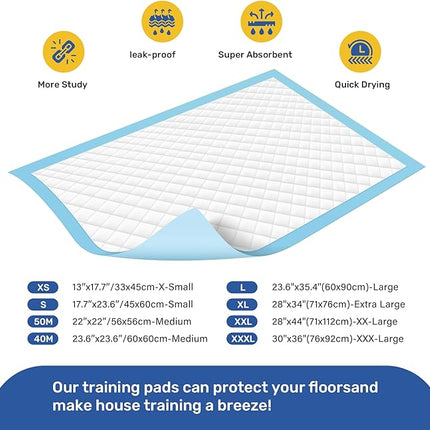 200 Count 22"x22" Super Absorbent Waterproof Dog and Puppy Pet Training Pad, Housebreaking Pet Pad, Blue