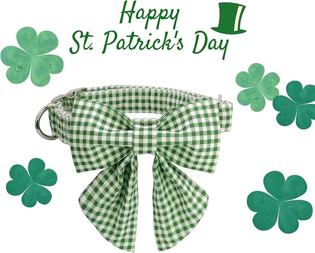 Lionet Paws Dog Collar with Sailor Bow, Durable Adjustable and Comfortable Green Bowtie Collar for Dogs, Medium, Neck 13.5-22in