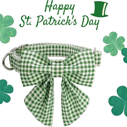 Lionet Paws Dog Collar with Sailor Bow, Durable Adjustable and Comfortable Green Bowtie Collar for Dogs, Large, Neck 16-24in