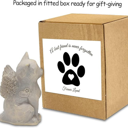 Cat Angel Memorial Figurine, Gray, Resin Sculpture for Cat Lovers, Pet Loss Gift, Hand-Painted